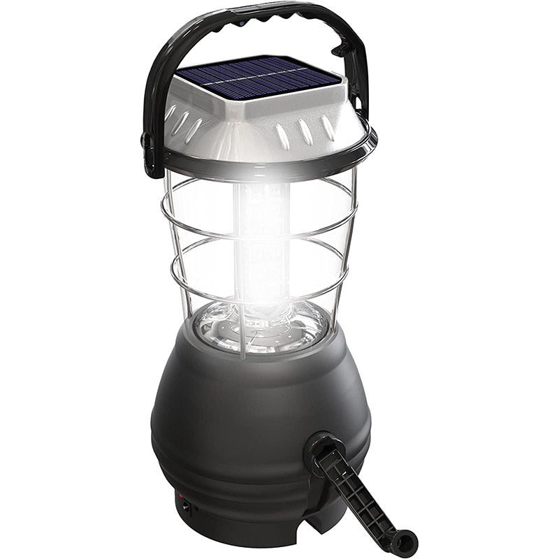 Solar Powered Camping Lamp Crank Dynamo Emergency Lighting-Black