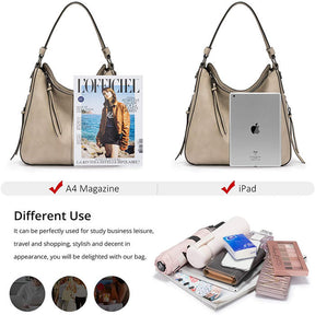 Handbags for Women Large Designer Ladies Hobo bag Bucket Purse Faux Leather-Creamwhite