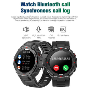 F26 Military Smart Watch with Bluetooth Calling Music Player Heart Rate Sleep Monitor-Green
