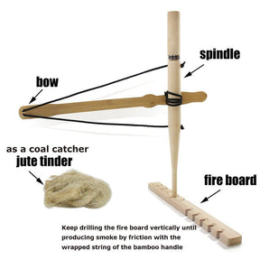Bow Drill Kit Fire Starter Primitive Wood Survival Friction Fire Tool Outdoor
