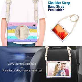 Samsung Tablet Case With Pencil Stand+Rotating Stand+Shoulder Strap For Tab A7 10.4 T500/T505/T507/T505N-Pink