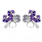 Pair of Four Leaf Clover Pin Brooch Womens Clothes Fashion Accessories-Violet