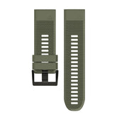 26mm Width Easy Fit Soft Silicone Watch Strap For Garmin Fenix 5X/5X Plus/6X/6X Pro/3/3 HR Black Steel Buckle-Army Green