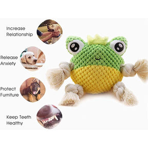 Dog Squeak Toy Partially Filled with The Chew Toy Suitable for Puppy and Medium Dogs-Frog