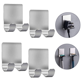 4 Pack Self Adhesive Stainless Steel Utility Storage Hook Bathroom Kitchen Organizer Hook