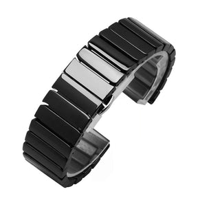 1 Rows Ceramic Watch Band With Butterfly Buckle For Samsung Galaxy Watch 42/46mm Gear S3 Frontier/Classic(Black)