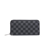 Plaid Wallet for Women Credit Card Holder Long Large Capacity Zip Handbag-Black