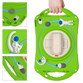 iPad Case Rugged Case with Handle Stand Shoulder Strap for iPad 10th 10.9 Inch 2022-Green