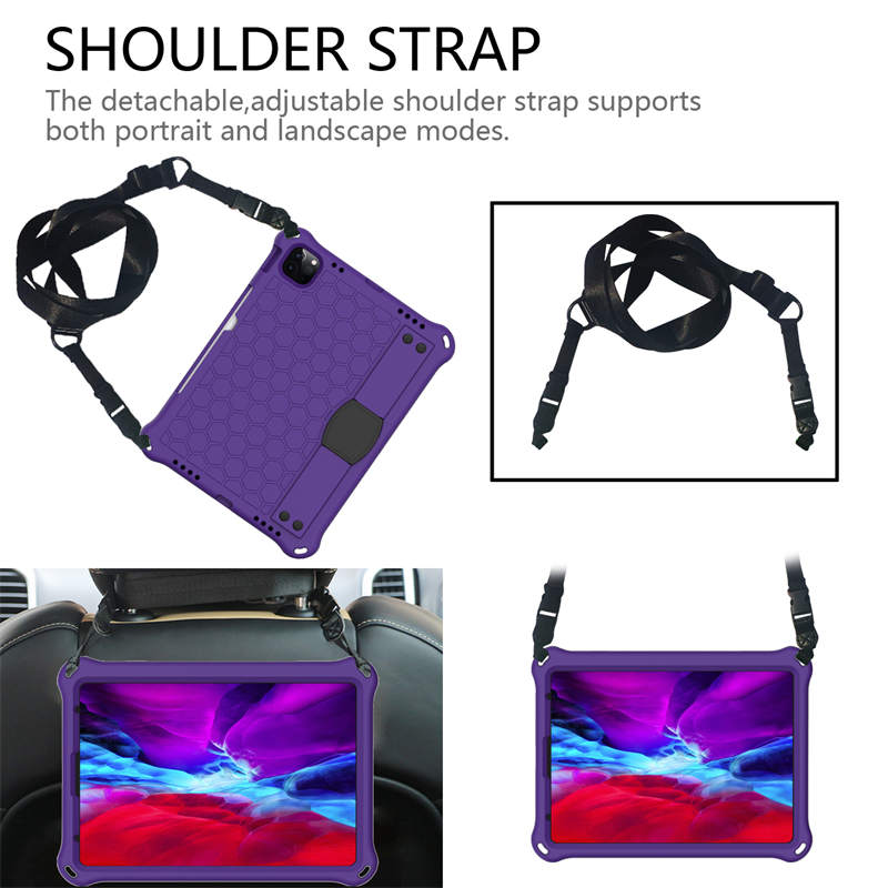 Hive iPad Case For iPad Pro11/Air4/Air5 10.9 Durable Stand Cover With Shoulder Strap-PurpleBlack