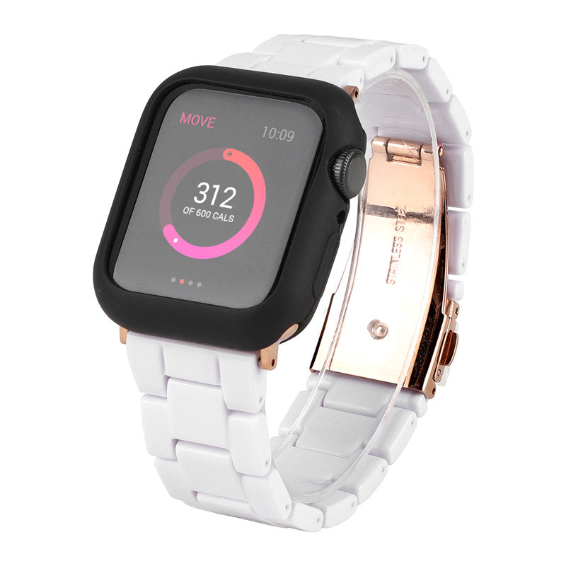 Fashion Resin Candy Watch Band + Watch Case For Apple Watch SE/6/5/4/3/2/1£¨White+black£©