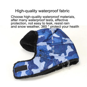 Winter Hats for Men Windproof Warm Hat with Ear Flaps for Skiing And Outdoor Riding-Neck Navy