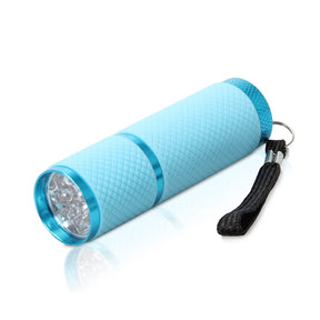 9 LED Glow in Dark Small Flashlights with Nylon lanyard for Camping-Blue