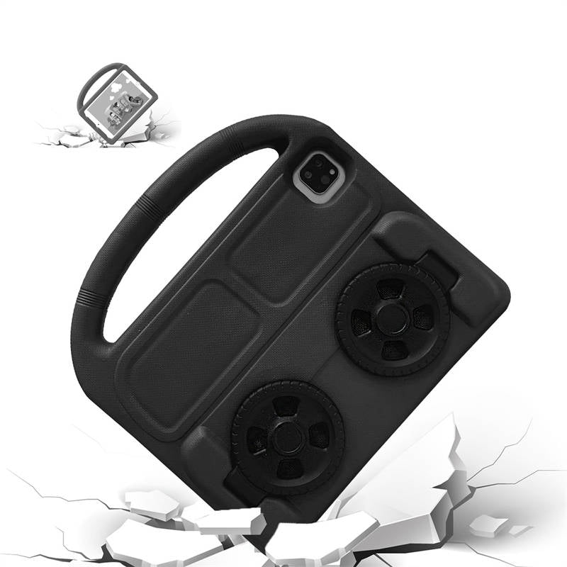Wheel iPad Case For iPad Pro 11/Air4 10.9 inch Shockproof Stand Cover With Handle Stand-Black