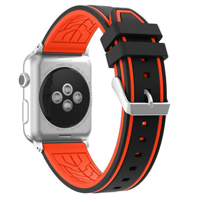 Rubber Sport Watch Bands for iWatch Series 6/SE/5/4/3/2/1 Bicolor Strap-BlackOrange