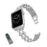 SFJ Watch Band Diamond Rhinestone Stainless Steel Wristbands for Apple IWatch Series 1/2/3/4/5/6/SE For Women-Silver