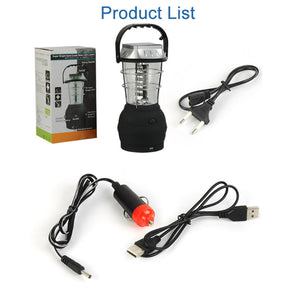 Solar Powered Camping Lamp Crank Dynamo Emergency Lighting-Black