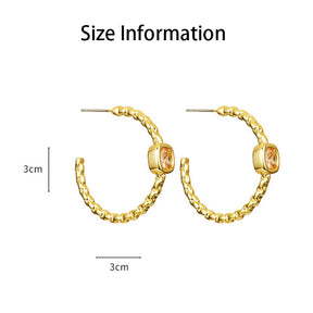 Dainty C-shaped Hoop Earrings for Women-Gold