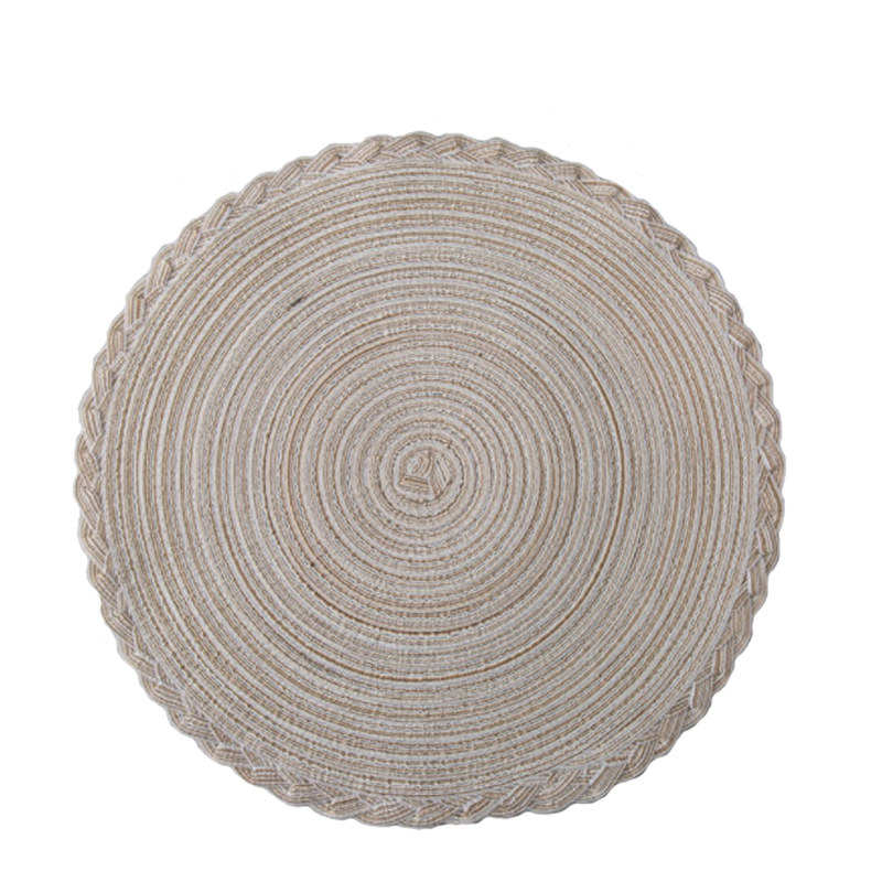 4 Pack Round Braided Laciness Placemats 38CM Washable Kitchen Table Mats for Home Wedding Party-White