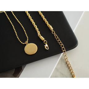 Gold Layered Necklace Thick Chain Personalized Cuban Coin Pendant For Women Girls-N21020