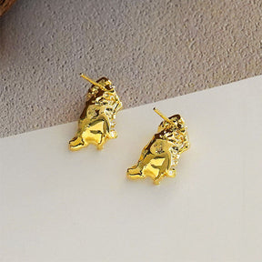 Retro Irregular Metal Stud Earrings for Women Girls Gift-Gold