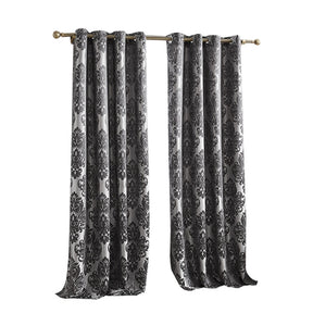 2 Panels Gothic Style Blackout Curtains Grommets Drapes-Black