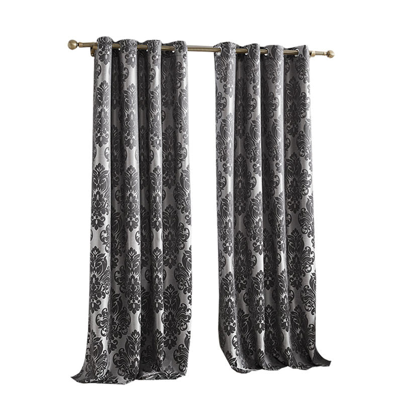 2 Panels Gothic Style Blackout Curtains Grommets Drapes-Black