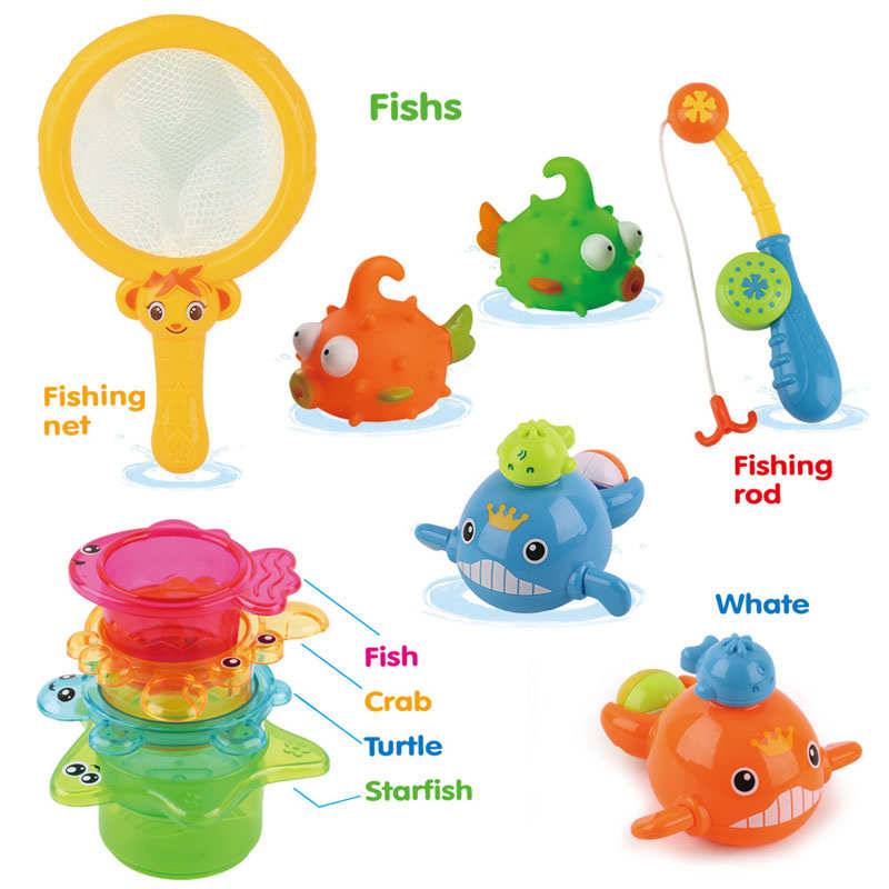 12Pcs Baby Bath Toys Fishing Games with Stacking Cups for 14 Months and up