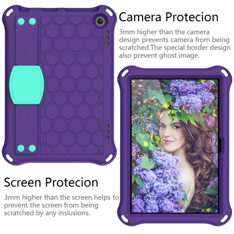 Hive Kindle Fire HD8/HD8 Plus (2020) Tablet Case Durable Stand Cover With Shoulder Strap-PurpleAqua