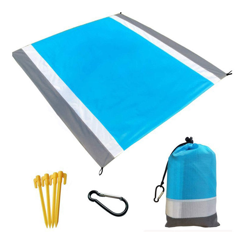 Beach Blanket Large Outdoor Nylon Picnic Mat Sandproof Waterproof-Blue White Gray