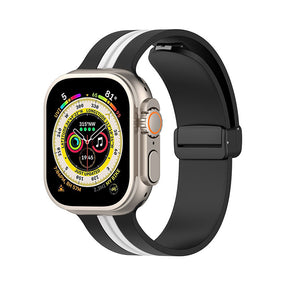 Silicone Bicolor Band with Magnetic Folding Buckle for Apple Watch-4