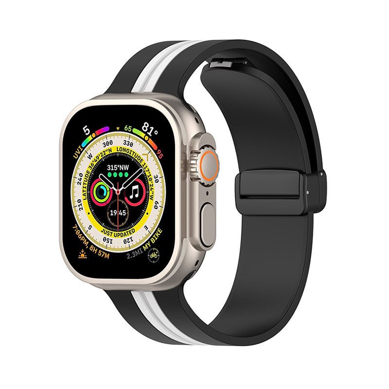 Silicone Bicolor Band with Magnetic Folding Buckle for Apple Watch-4