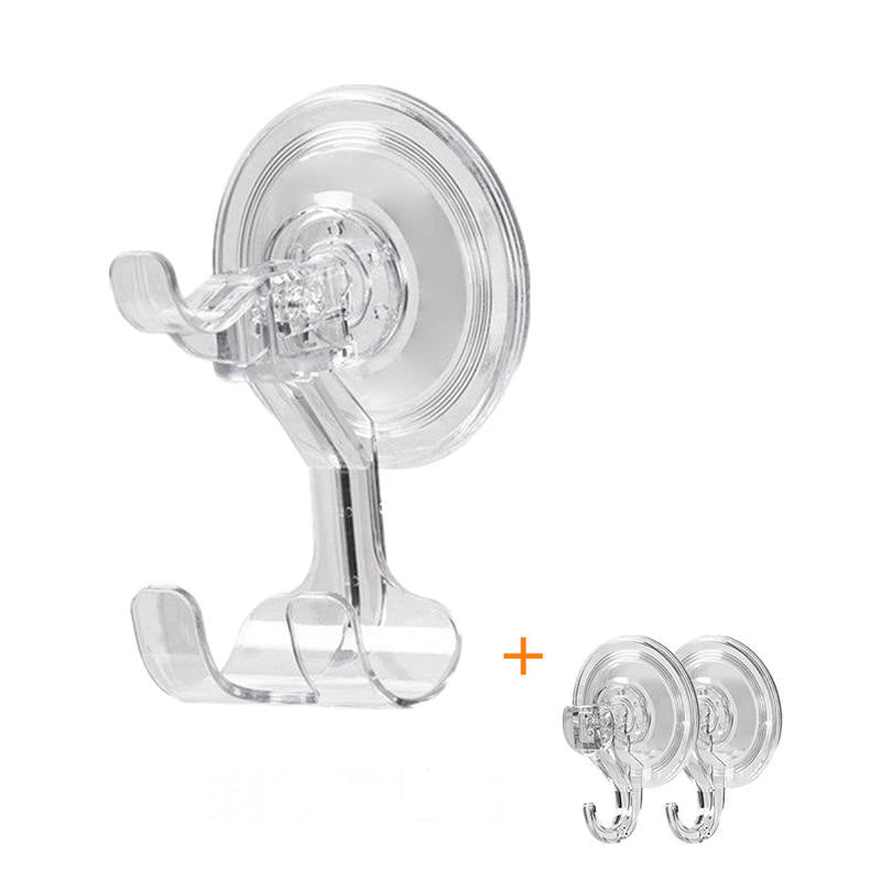 Bathroom Clear Suction Hooks Reusable Vacuum Suction Cup Hook Razor Holder Multi-Use for Home Two-Hooks
