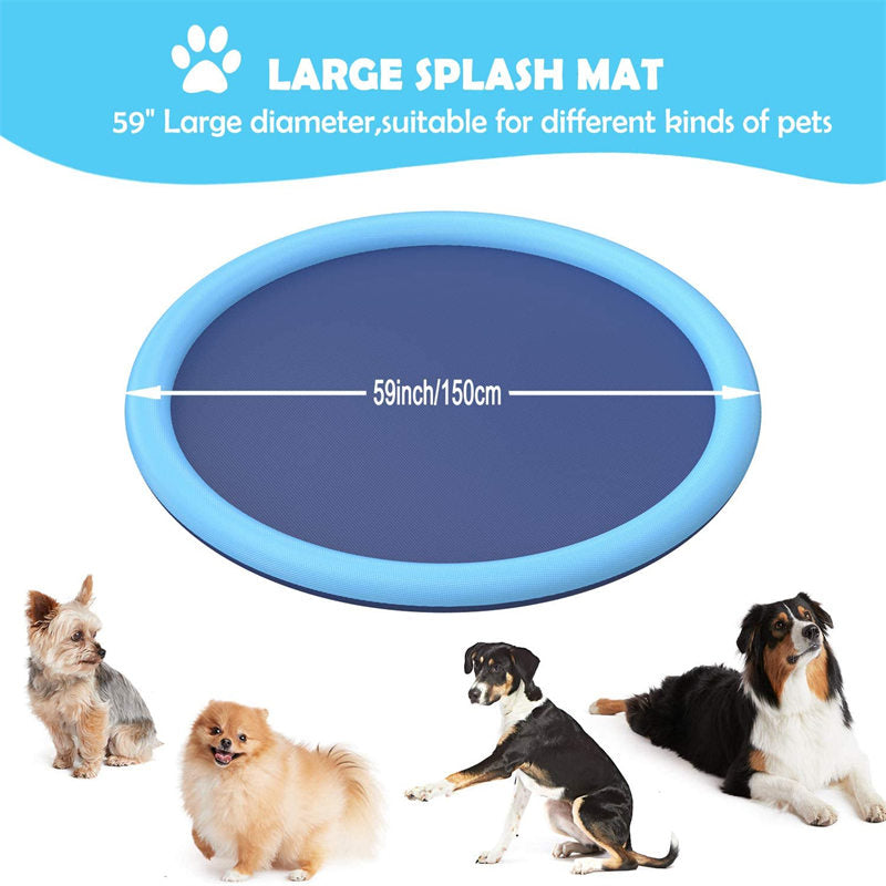 Non-Slip Splash Sprinkler Pad for Dogs Kids Pool Outdoor Play-150cm