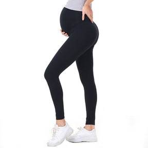 Maternity Leggings Over The Belly Stretch Breathable Yoga Tights-Black