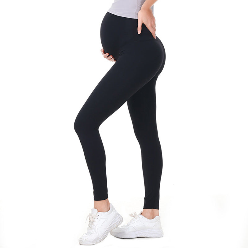Maternity Leggings Over The Belly Stretch Breathable Yoga Tights-Black