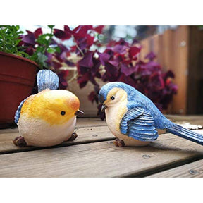 Funny Garden Bird Statue Indoor Outdoor Statues Yard Art Figurines for Patio Lawn House -Blue Orange