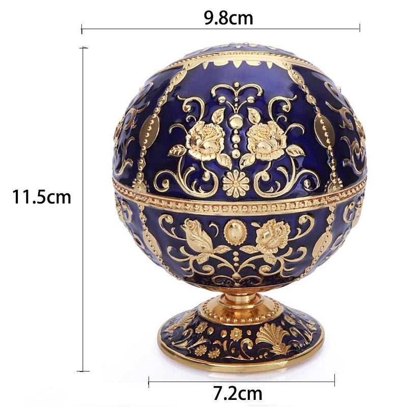 Windproof Ashtray with Lid Metal Portable Cigarettes Ashtray for Outdoors Indoors Hand Stamped Pattern Smoking Ashtray Fancy Gift -Navy Blue