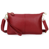 Leather Clutch Small Envelope Crossbody Bags for Women-Wine Red