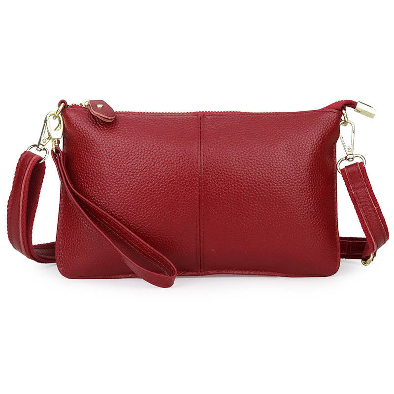 Leather Clutch Small Envelope Crossbody Bags for Women-Wine Red