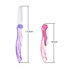 3 Pcs Foldable Eyebrow Razor and Face Razors-Rose/Pink/Purple