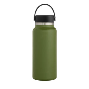 Stainless Steel Thermos Cup Wide Mouth Water Bottle for Outdoor Travel-Army Green