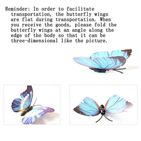 3D Vivid Butterfly Wall Stickers Fridge Magnet Decoration for Room Background-H003 Red