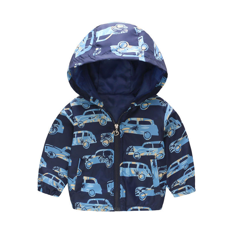 Boys Girls Cartoon Print Zip Lightweight Jacket Hooded Coats Casual Windbreaker-13