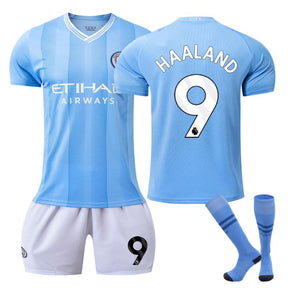 Manchester City Home WS Jersey HAALAND #9 Soccer Jersey Kids Adult 3Pcs Jersey Kits