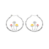 Cute Mushroom Earrings Chunky Silver Hoop Jewellery