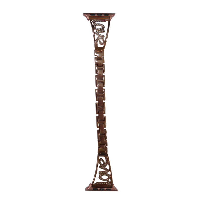 Love Stainless Steel Watch Band Adjustable Wristbands for Apple IWatch Series SE/1/2/3/4/5/6 For Women-Rose Gold