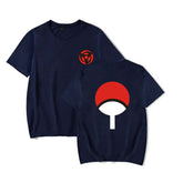 Mens Tops Japanese Anime Naruto Same Style Trend Short Sleeved T-shirt-B Navy