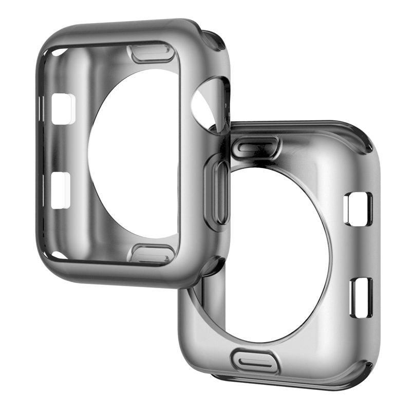TPU Plated Cover Scratch-Proof Smartwatch Protective Case for iWatch Series SE/6/5/4/3/2/1-GunGray