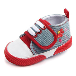 Baby Girls Canvas Sneakers Anti-Slip Lightweight Toddler Walkers-Red