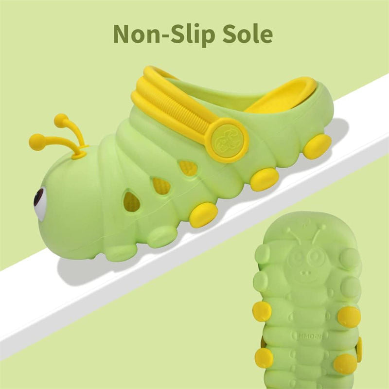 Kids Cute Caterpillar Clogs Lightweight Beach Water Slippers-Light Green